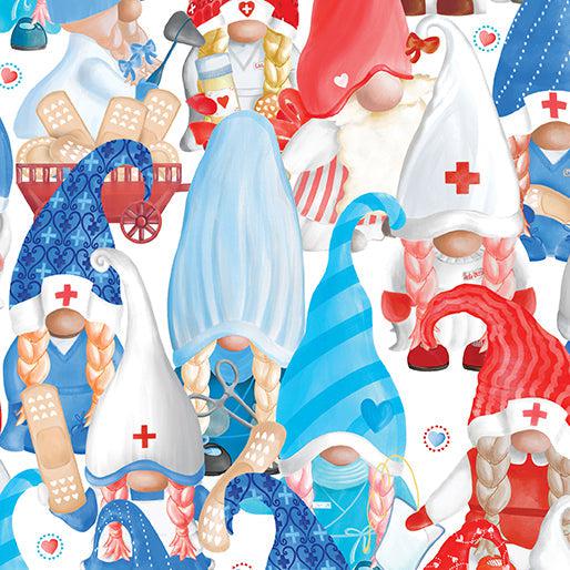 Caring Gnomes Multi Healing Gnomes Fabric – End of Bolt – 37″ × 44/45″
