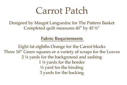 Carrot Patch Quilt Pattern-The Pattern Basket-My Favorite Quilt Store