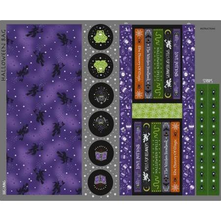 Cast A Spell Grey Spooky Book Metallic 36" Panel-Lewis & Irene-My Favorite Quilt Store