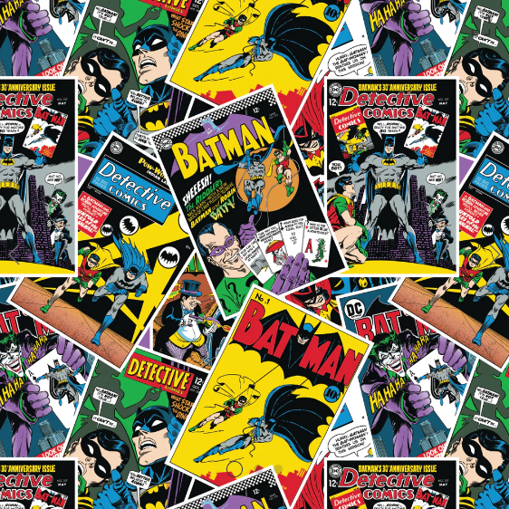 Character Posters Multi Batman Comic Stack Toss Fabric-Camelot Fabrics-My Favorite Quilt Store