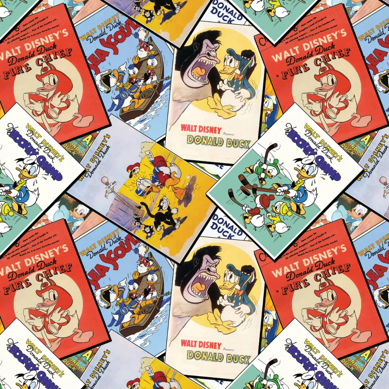 Character Posters Multi Donald Duck Classic Poster Stack Fabric-Camelot Fabrics-My Favorite Quilt Store