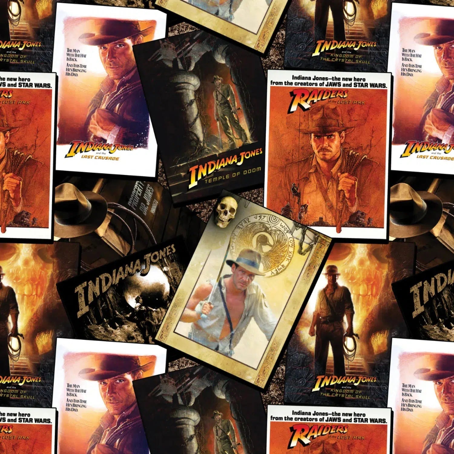 Character Posters Multi Indiana Jones Classic Poster Stack Fabric