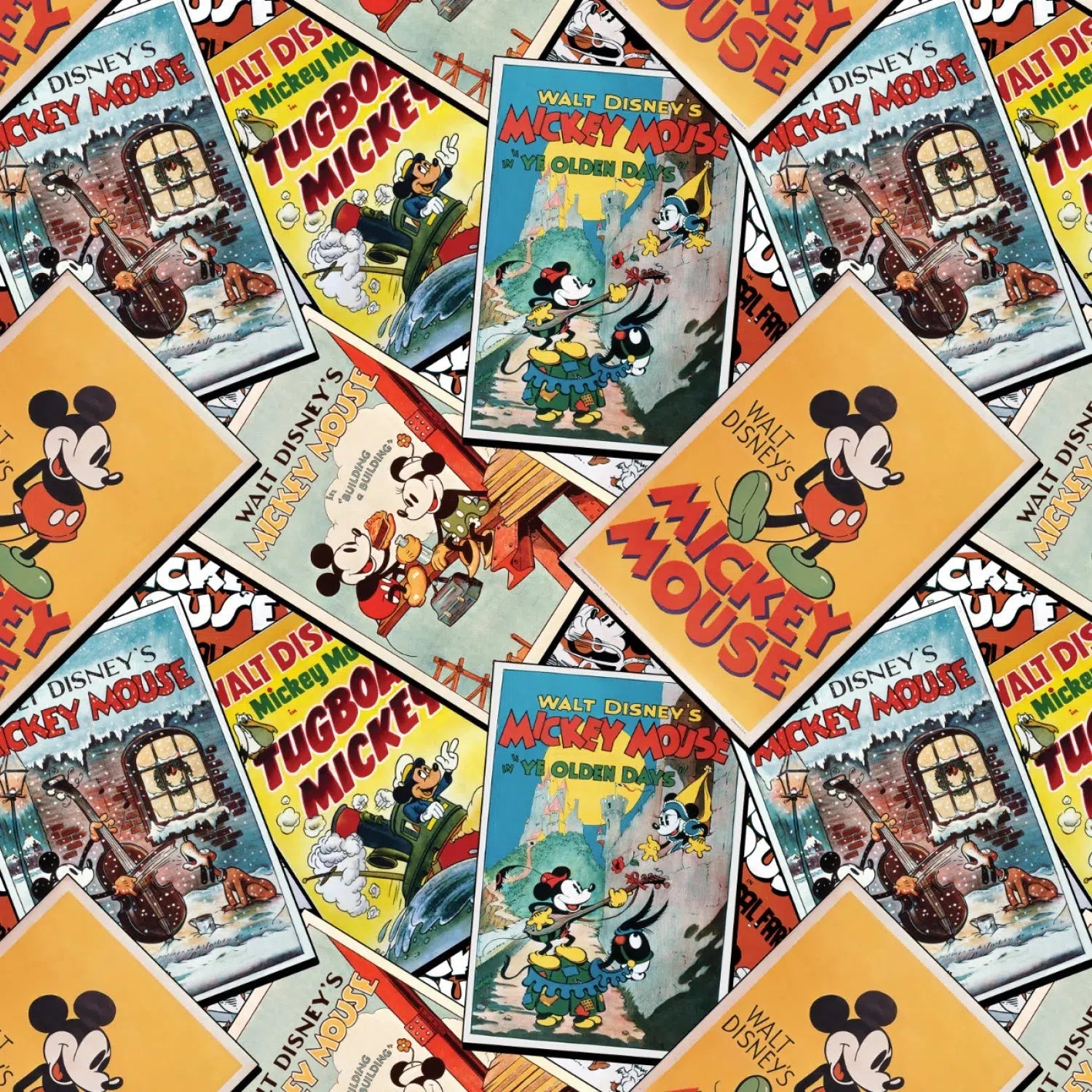 Character Posters Multi Mickey And Minnie Classic Poster Stack Fabric-Camelot Fabrics-My Favorite Quilt Store