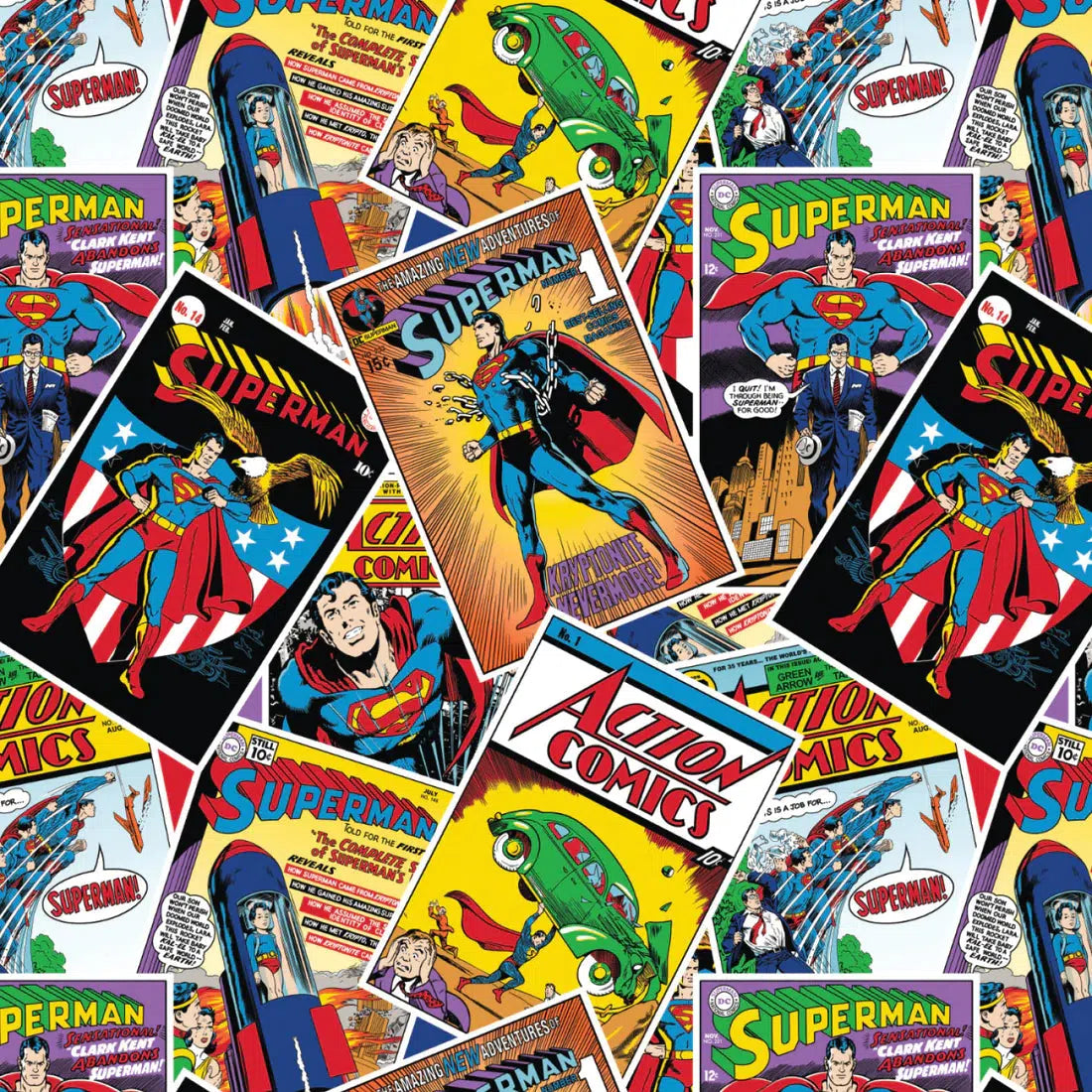 Character Posters Multi Superman Comic Toss Fabric-Camelot Fabrics-My Favorite Quilt Store