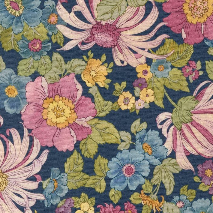 Chelsea Garden Navy Large Flower Show Fabric-Moda Fabrics-My Favorite Quilt Store