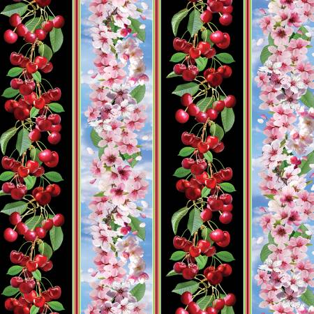 Cherry Hill Multi Stripe Floral Fabric-Benartex Fabrics-My Favorite Quilt Store