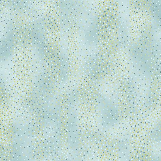 Chickadee Cheer Aqua Gold Dot Metallic Fabric-Hoffman Fabrics-My Favorite Quilt Store