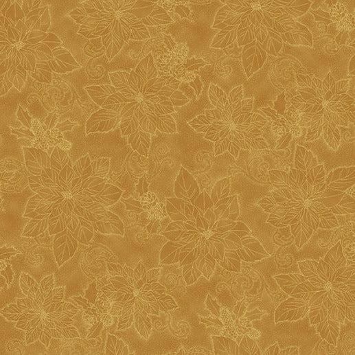 Christmas Splendor Gold Gold Dotty Poinsettia Fabric