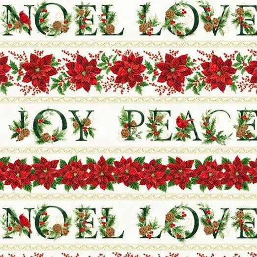 Christmas Splendor Natural Gold Holiday Words Fabric-Hoffman Fabrics-My Favorite Quilt Store
