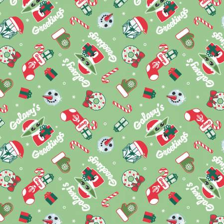 Christmas Winter Holiday Galaxy Greetings Toss Fabric