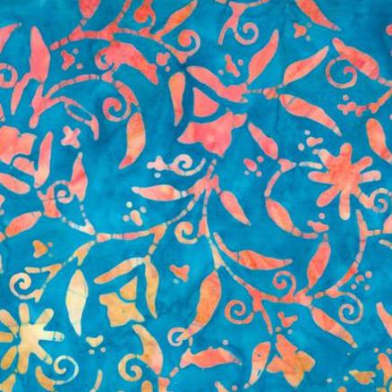 Chroma Batiks Pacific Blue Swirling Floral Batik Fabric-Moda Fabrics-My Favorite Quilt Store