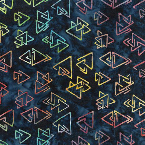 Chromatic Blue Storm Triangles Batik Fabric