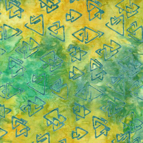 Chromatic Turquoise Green Triangles Batik Fabric