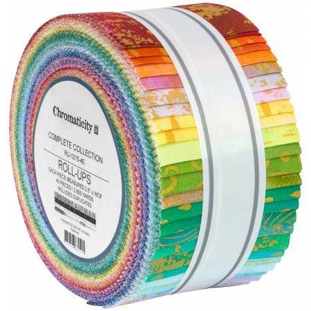 Chromaticity Metallic 2 1/2" Jelly Roll-Robert Kaufman-My Favorite Quilt Store