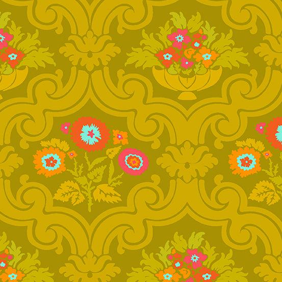 Chrysanthemum Chartreuse Courtyard Fabric-Andover-My Favorite Quilt Store