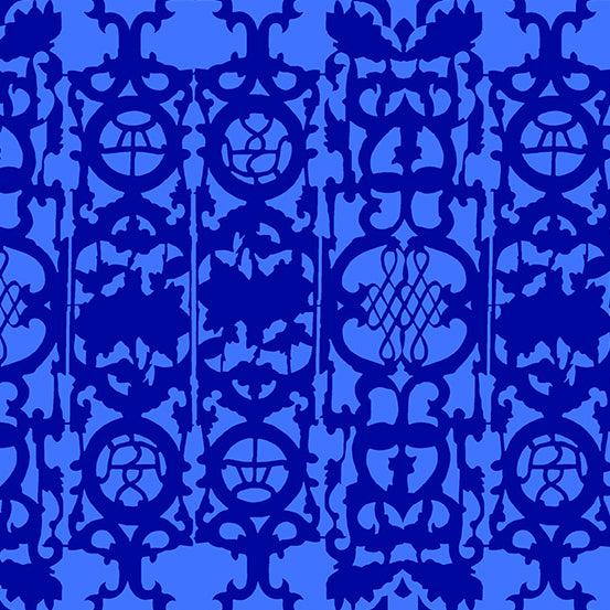 Chrysanthemum Cobalt Iron Fabric-Andover-My Favorite Quilt Store