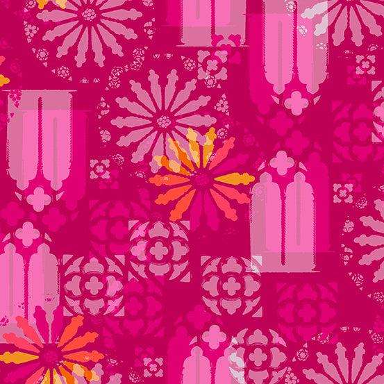 Chrysanthemum Crimson Sunlight Fabric-Andover-My Favorite Quilt Store