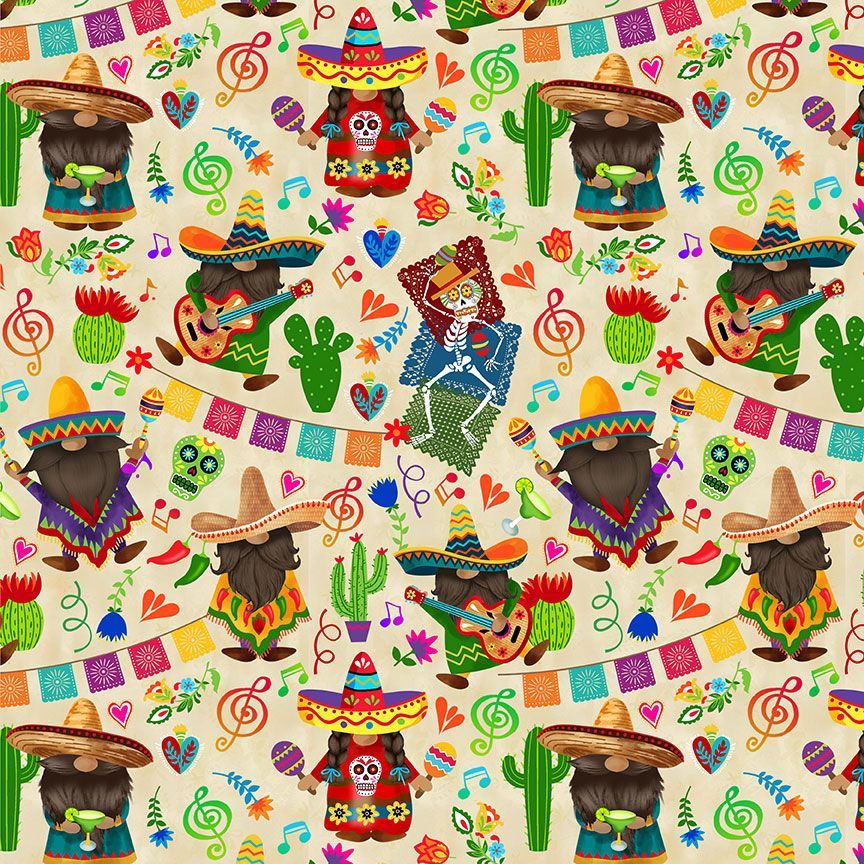 Cinco De Mayo Gnomes Fabric-Timeless Treasures-My Favorite Quilt Store