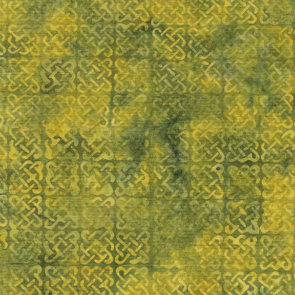 Citron Breeze  Green Ivy Celtic Mini Knot Batik Fabric