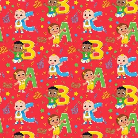 Cocomelon Red ABC Digital Print Fabric-David Textiles-My Favorite Quilt Store