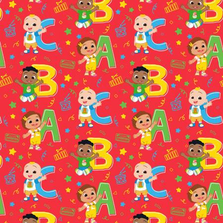 Cocomelon Red ABC Digital Print Fabric