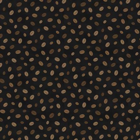 Coffee Life Black Coffee Bean Toss Fabric-Wilmington Prints-My Favorite Quilt Store