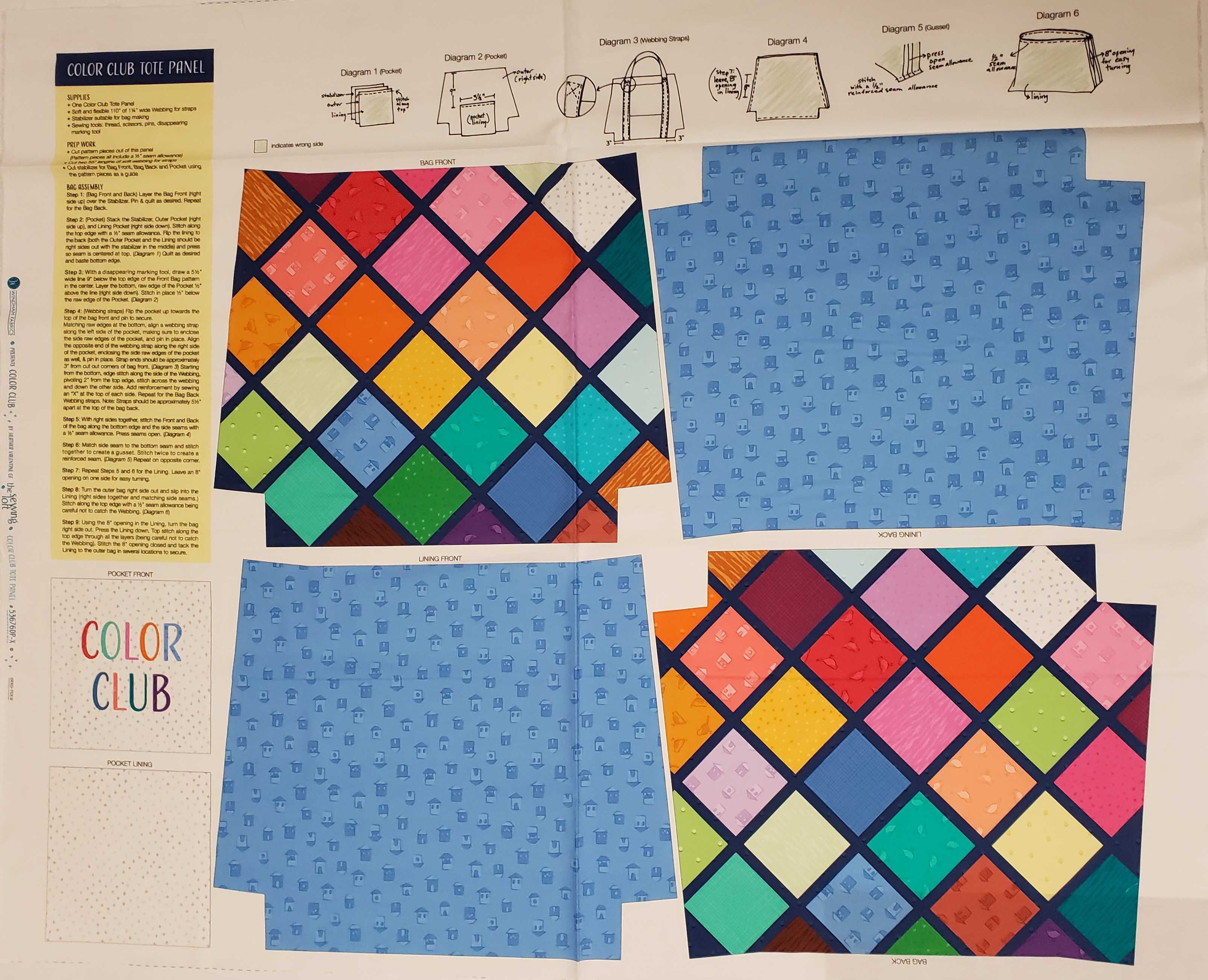 Color Club Multi Color Me Tote Bag 36" Panel-Windham Fabrics-My Favorite Quilt Store