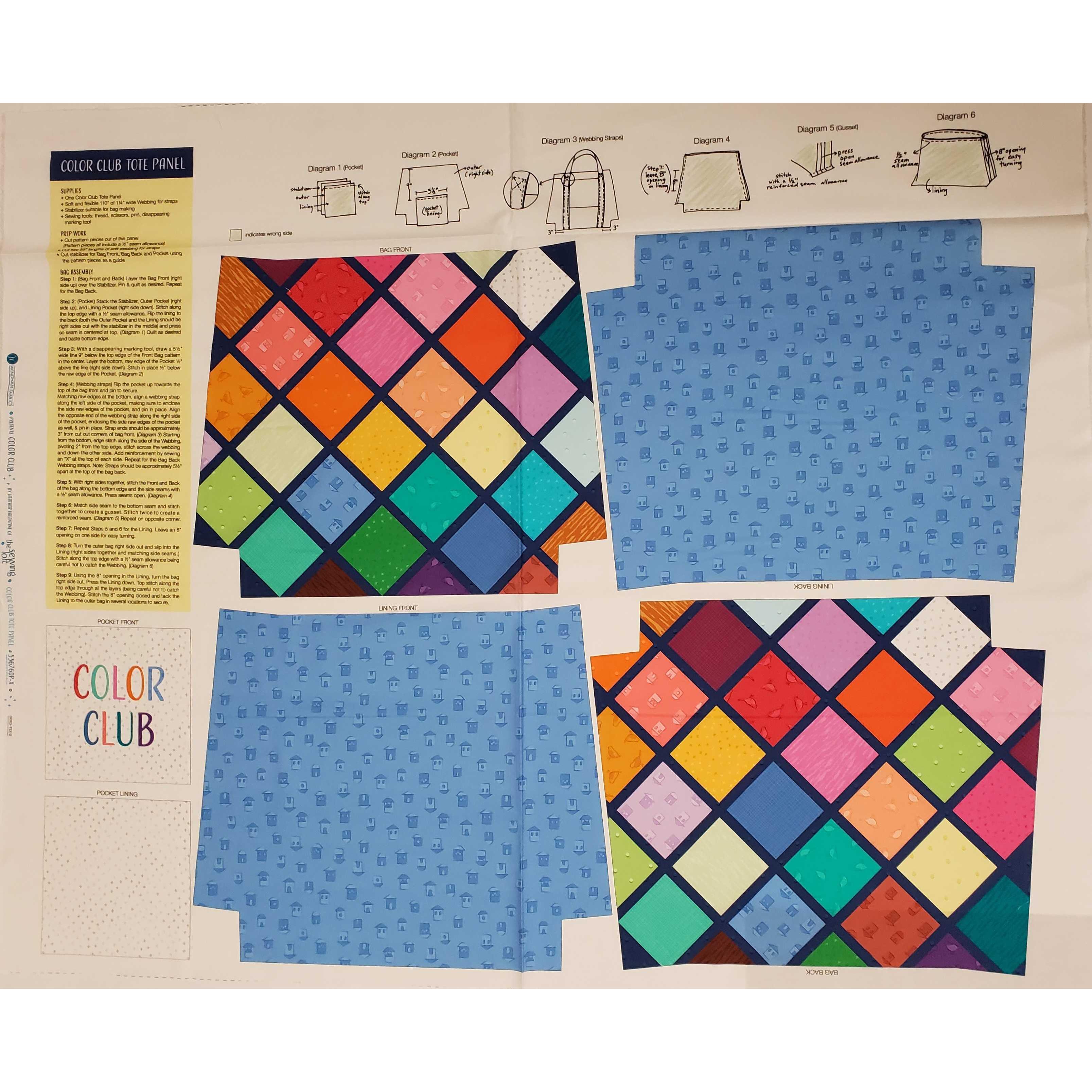 Color Club Multi Color Me Tote Bag 36" Panel-Windham Fabrics-My Favorite Quilt Store