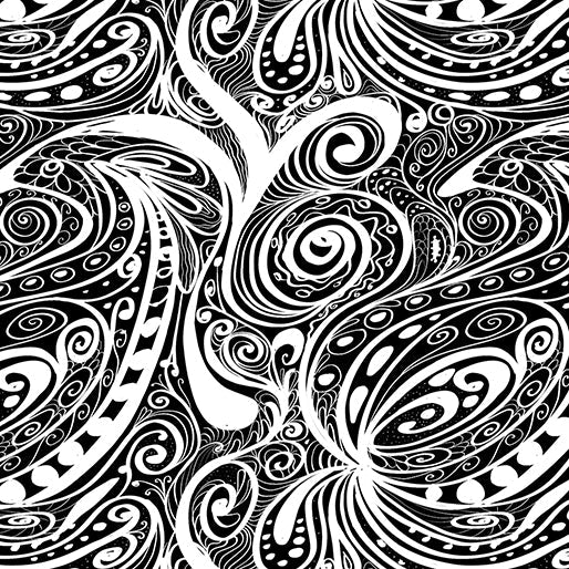 Color & Light Black-White Swirling Color Fabric