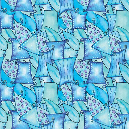 Color & Light Blue Overlapping Shapes Fabric