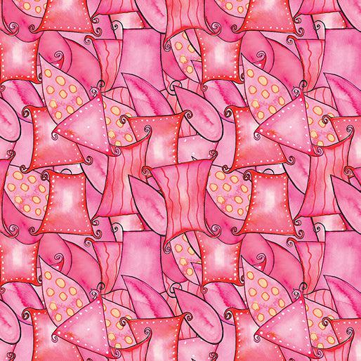 Color & Light Pink Overlapping Shapes Fabric