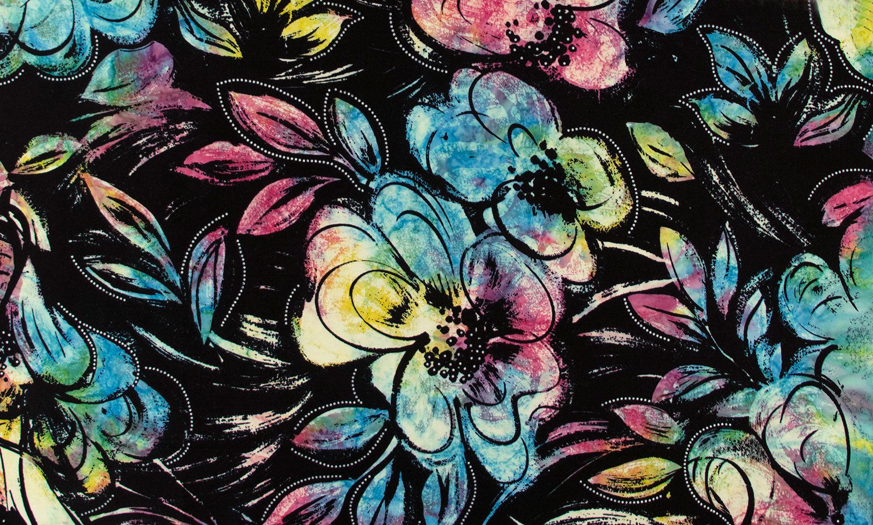 Color Me Banyan Batik Blooms Multi Floral Batik Fabric-Northcott Fabrics-My Favorite Quilt Store