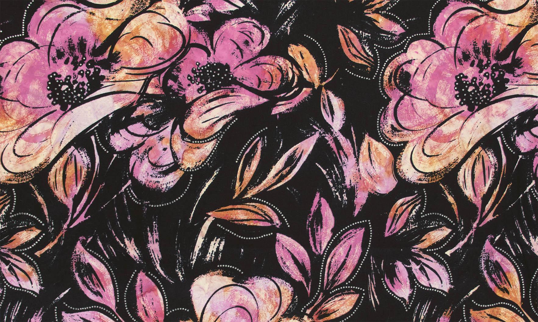 Color Me Banyan Batik Blooms Pink Floral Batik Fabric-Northcott Fabrics-My Favorite Quilt Store