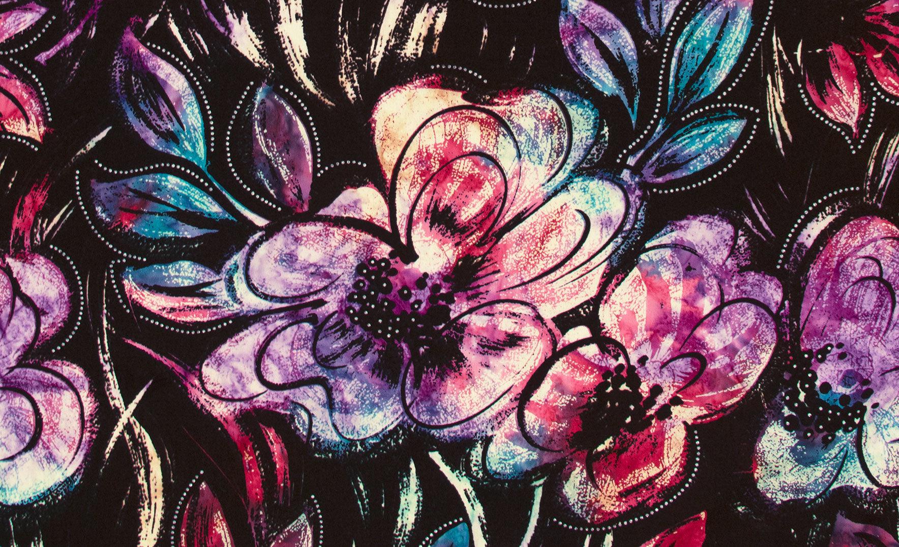 Color Me Banyan Batik Blooms Purple Floral Batik Fabric-Northcott Fabrics-My Favorite Quilt Store
