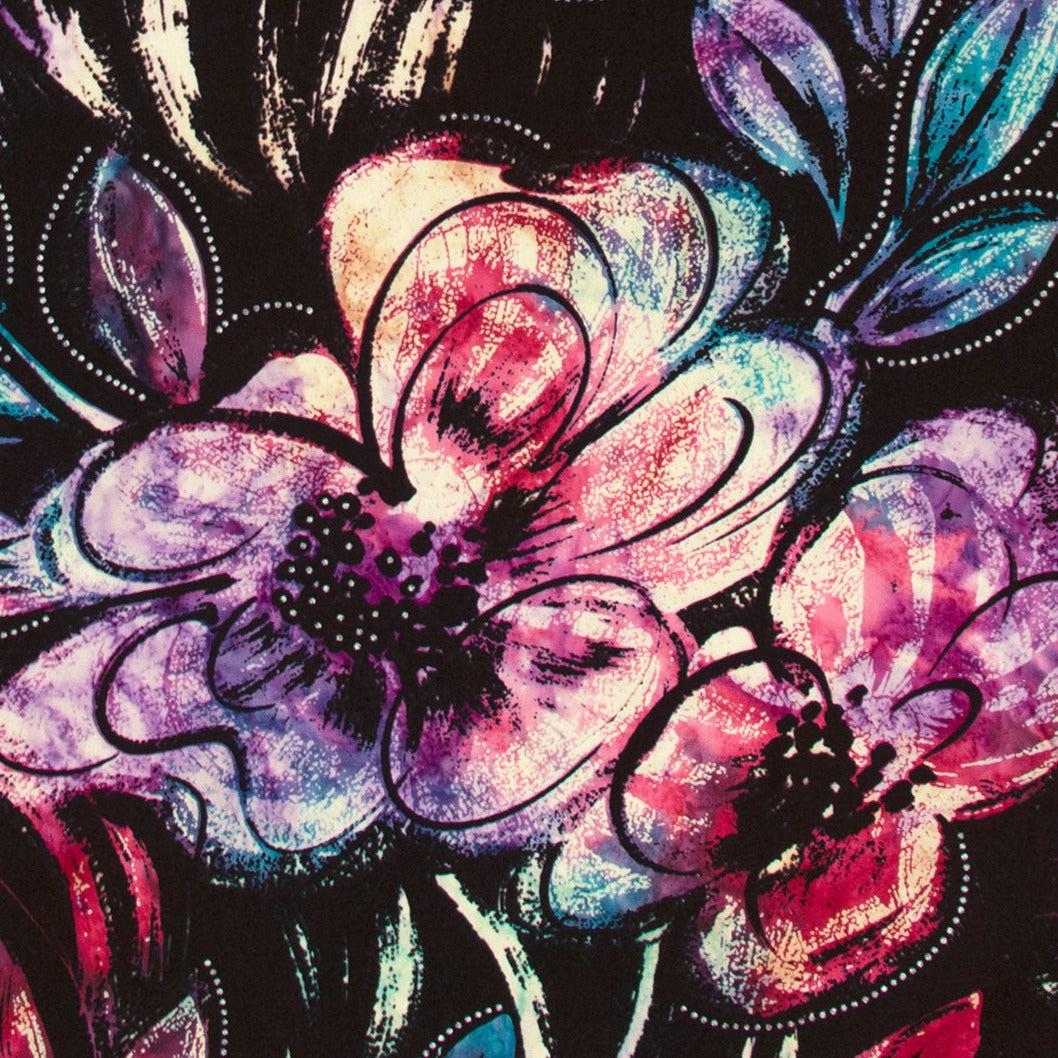 Color Me Banyan Batik Blooms Purple Floral Batik Fabric