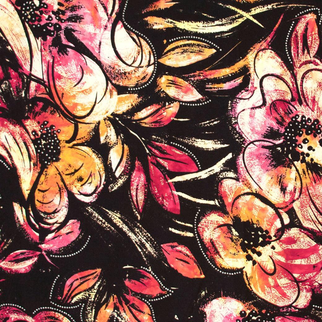 Color Me Banyan Batik Blooms Yellow Floral Batik Fabric