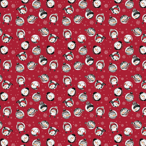 Comfort and Joy Red Snowballs Fabric