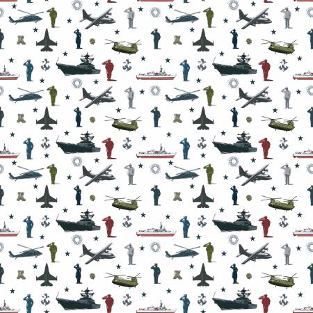 Coming Home White Main Armed Forces Fabric