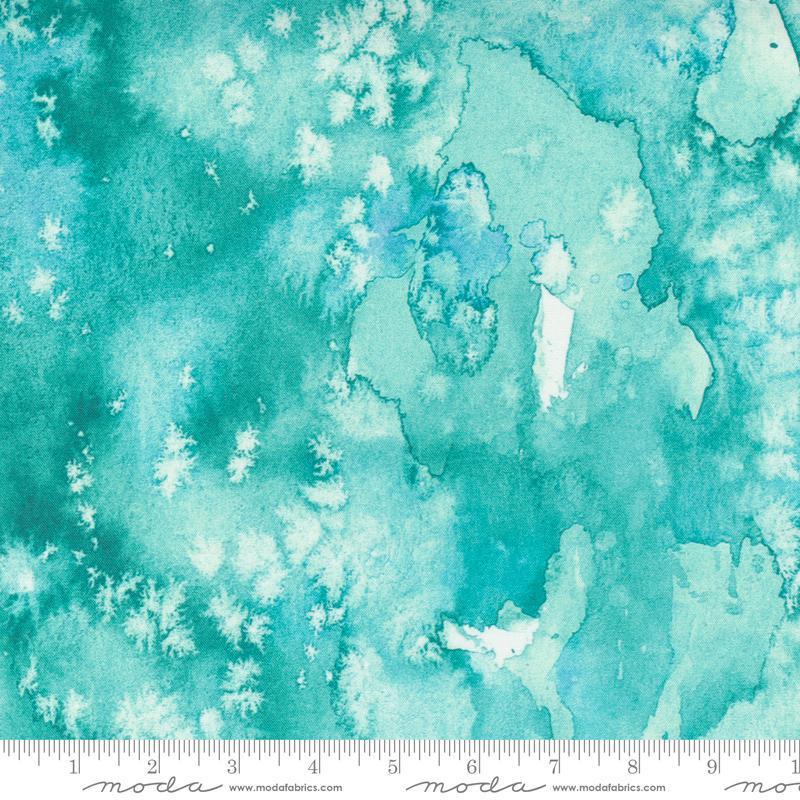 Coming Up Roses Aqua Frost Watercolor Fabric-Moda Fabrics-My Favorite Quilt Store