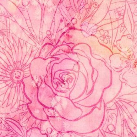 Coming Up Roses Peony Their Garden Watercolor Fabric