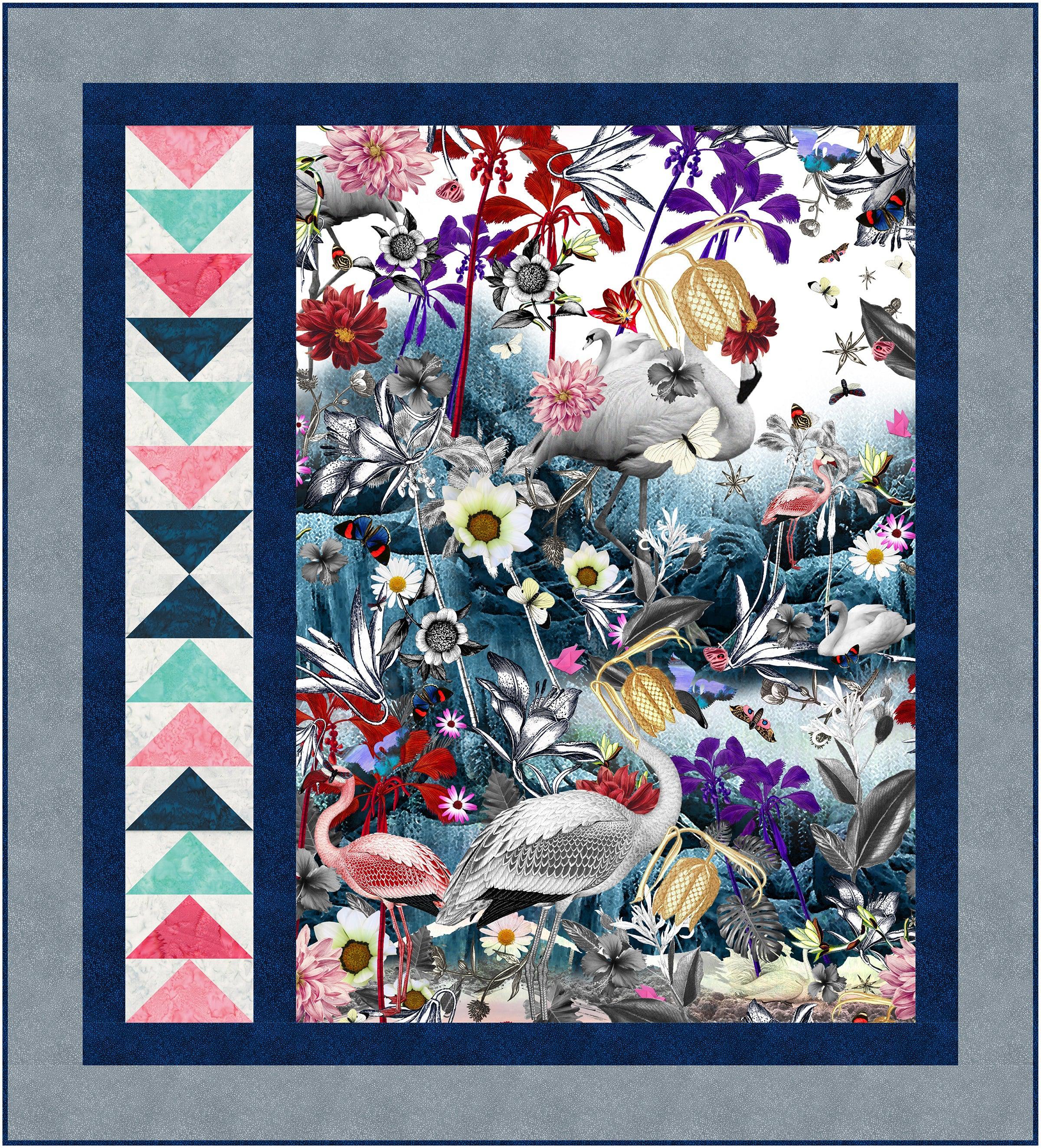 Concrete Jungle Sidewalk Flamingo Quilt Kit-Hoffman Fabrics-My Favorite Quilt Store