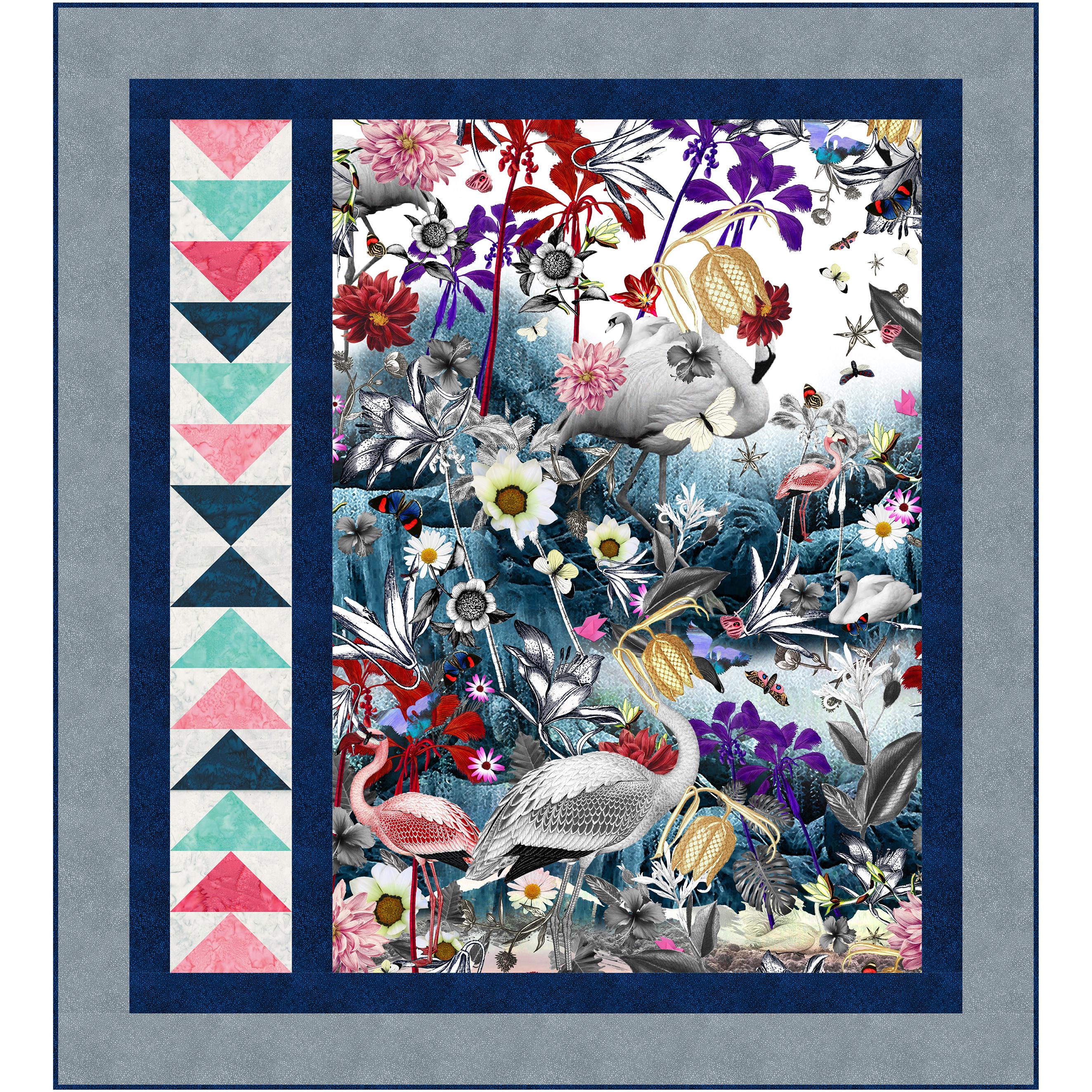 Concrete Jungle Sidewalk Flamingo Quilt Kit-Hoffman Fabrics-My Favorite Quilt Store