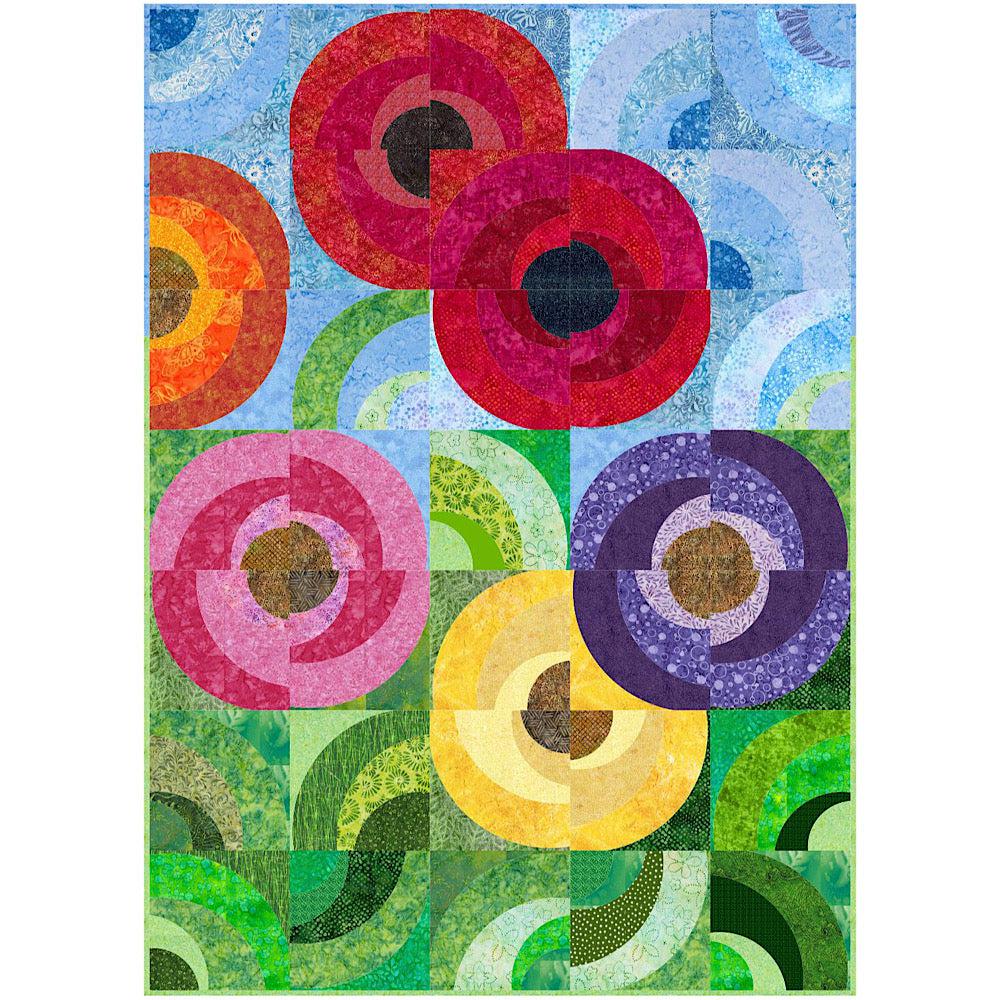 Cosmic Poppies Multicolor Flower Quilt Kit