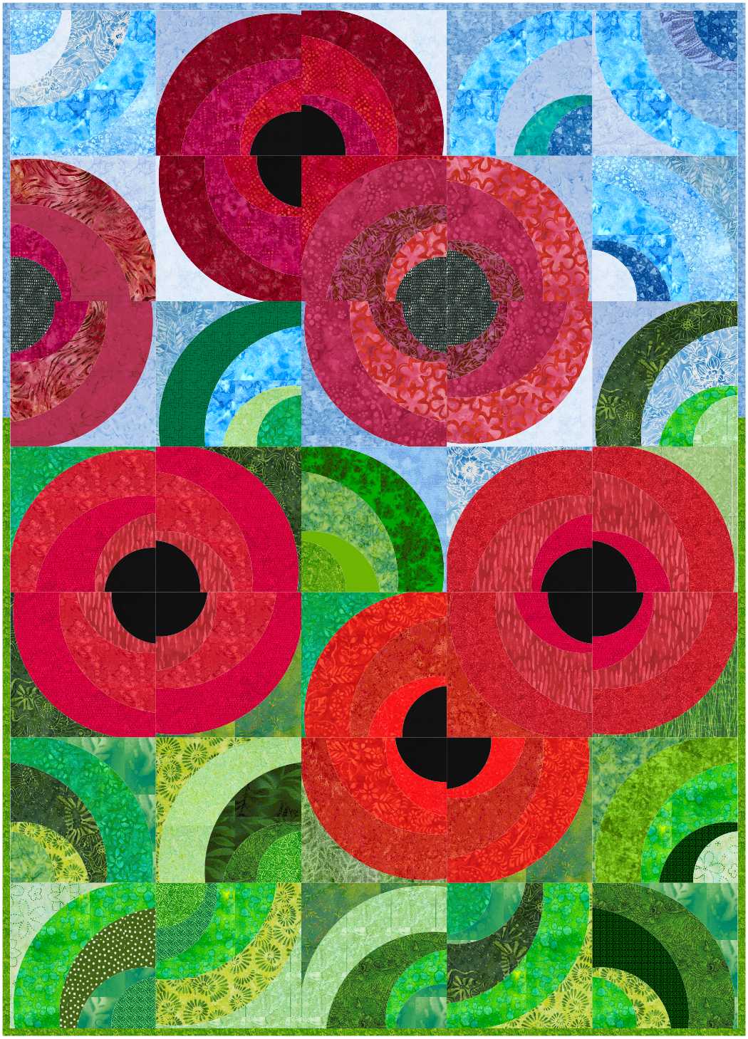 Cosmic Poppies Red Flower Quilt Kit-My Favorite Quilt Store-My Favorite Quilt Store