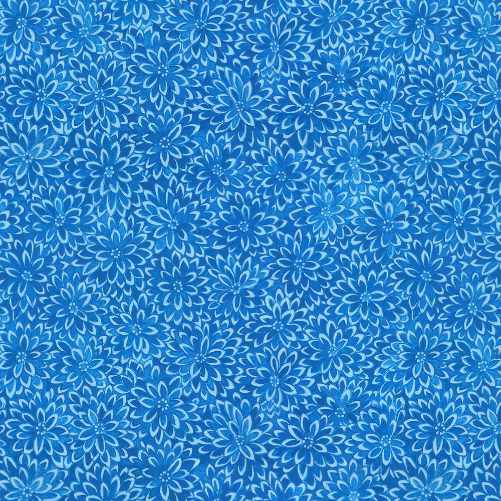 Cottage Garden Blue Chrysanthemum Carpet Fabric