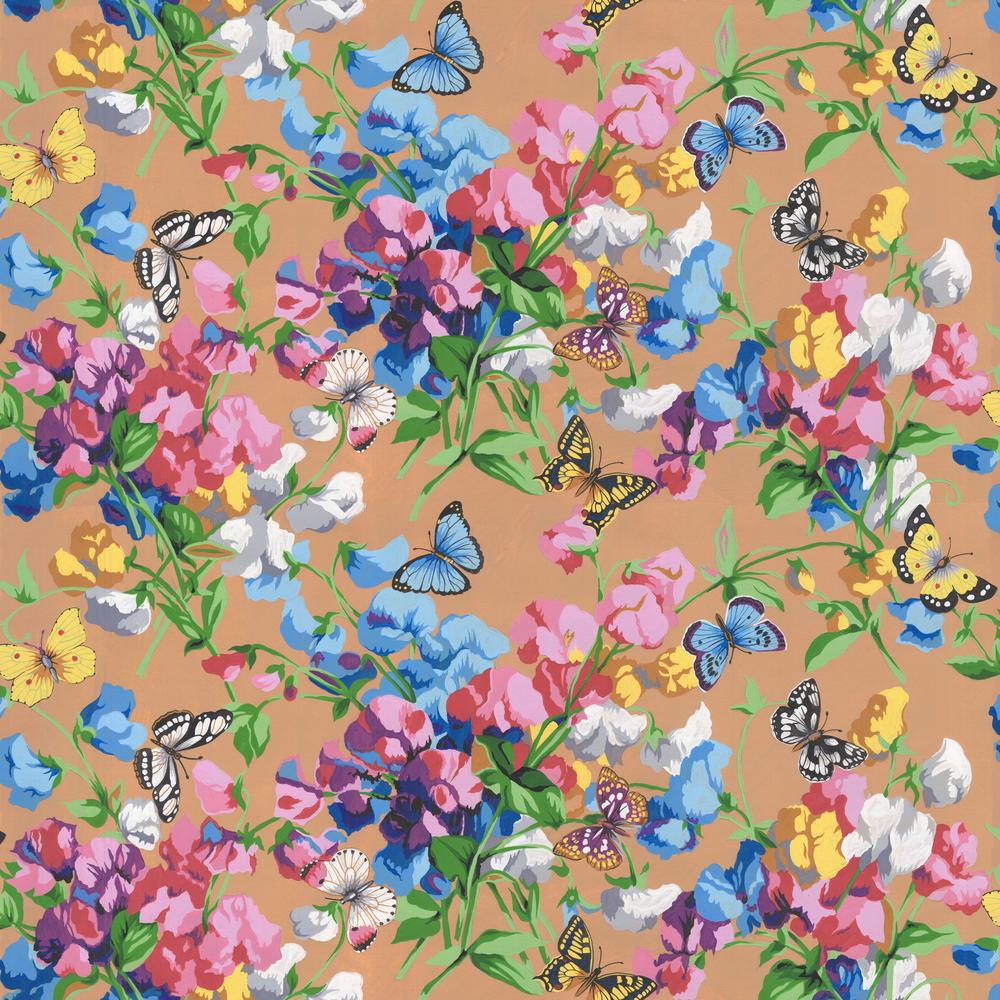 Cottage Garden Multi SweetPea & Butterflies Fabric-Free Spirit Fabrics-My Favorite Quilt Store