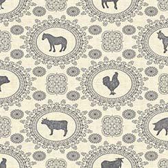 Country Farm Ecru Animal Doily Fabric-QT Fabrics-My Favorite Quilt Store