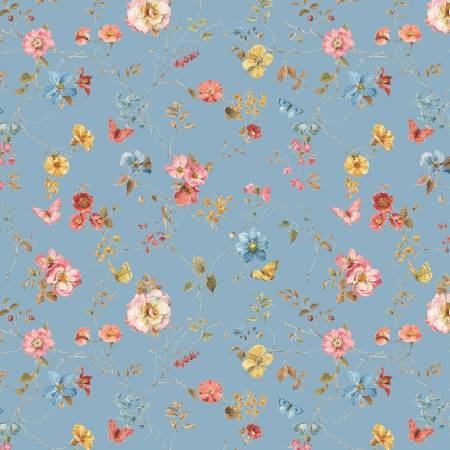 Countryside Blue Floral Fabric