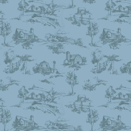 Countryside Blue Scenery Fabric-Riley Blake Fabrics-My Favorite Quilt Store