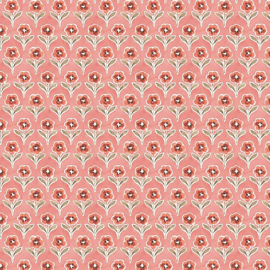 Countryside Coral Blossom Fabric